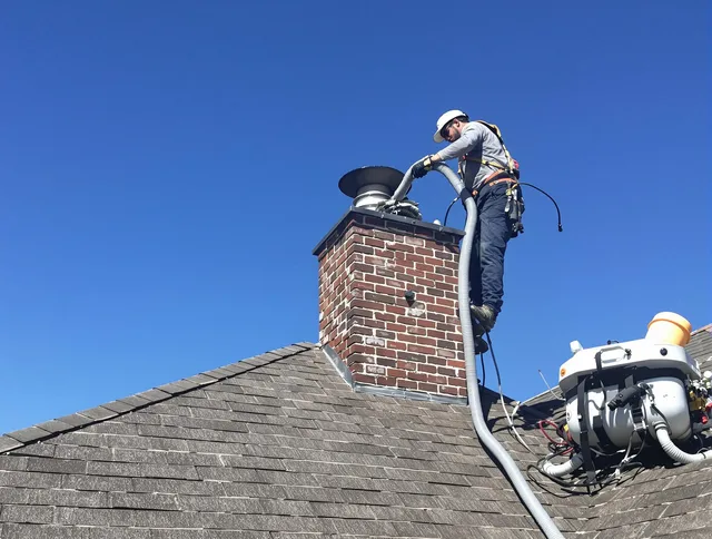 Dedicated Diamond Bar Chimney Sweep team member cleaning a chimney in Diamond Bar, CA
