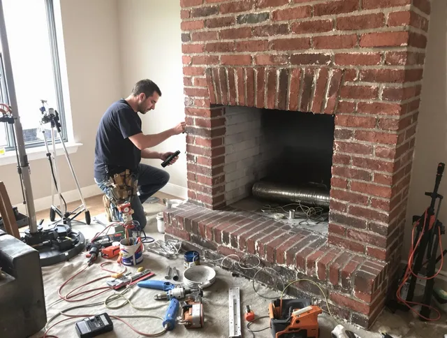 Diamond Bar Chimney Sweep specialist finalizing chimney liner service in Diamond Bar, CA