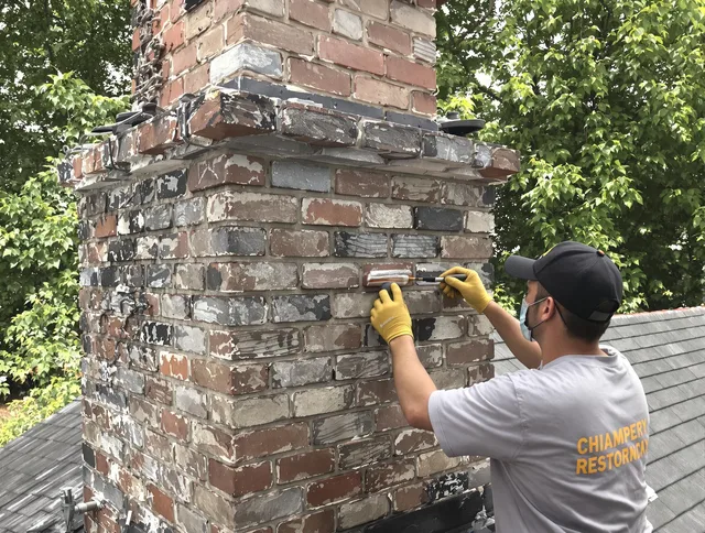 In-progress chimney restoration by Diamond Bar Chimney Sweep in Diamond Bar, CA