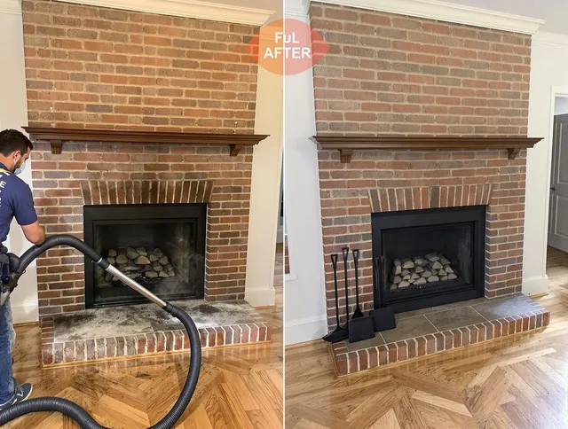 Diamond Bar Chimney Sweep carefully sanitizing a fireplace in Diamond Bar, CA