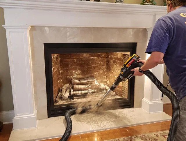 Fireplace cleaning performed by Diamond Bar Chimney Sweep in Diamond Bar, CA